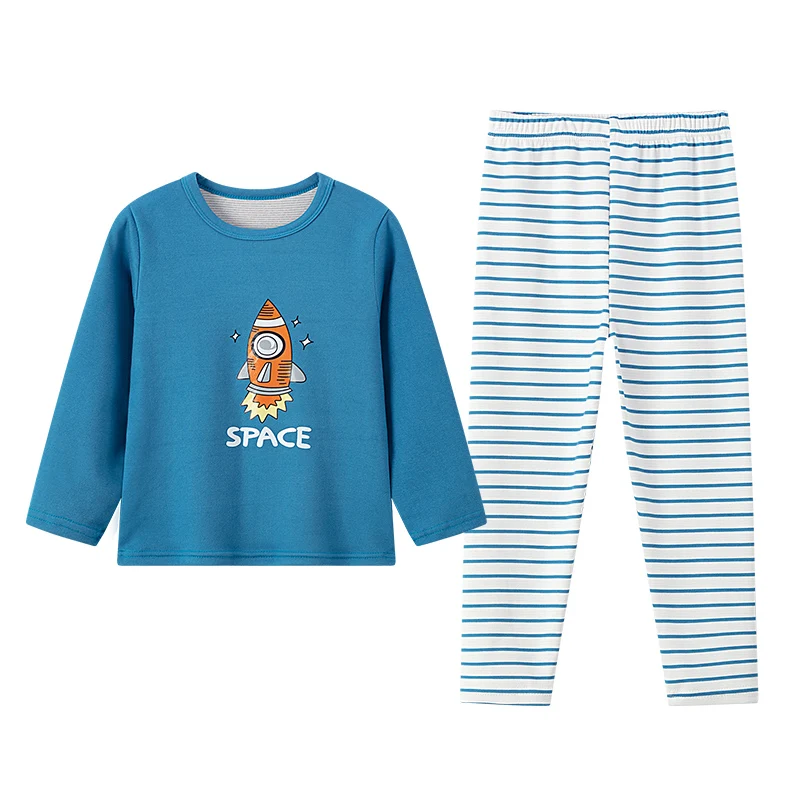 2-Piece Children's Set Boys/Girls Same Style Autumn/Winter Warm Sweat Absorbing Printed Multi-Color Fashionable Pajamas