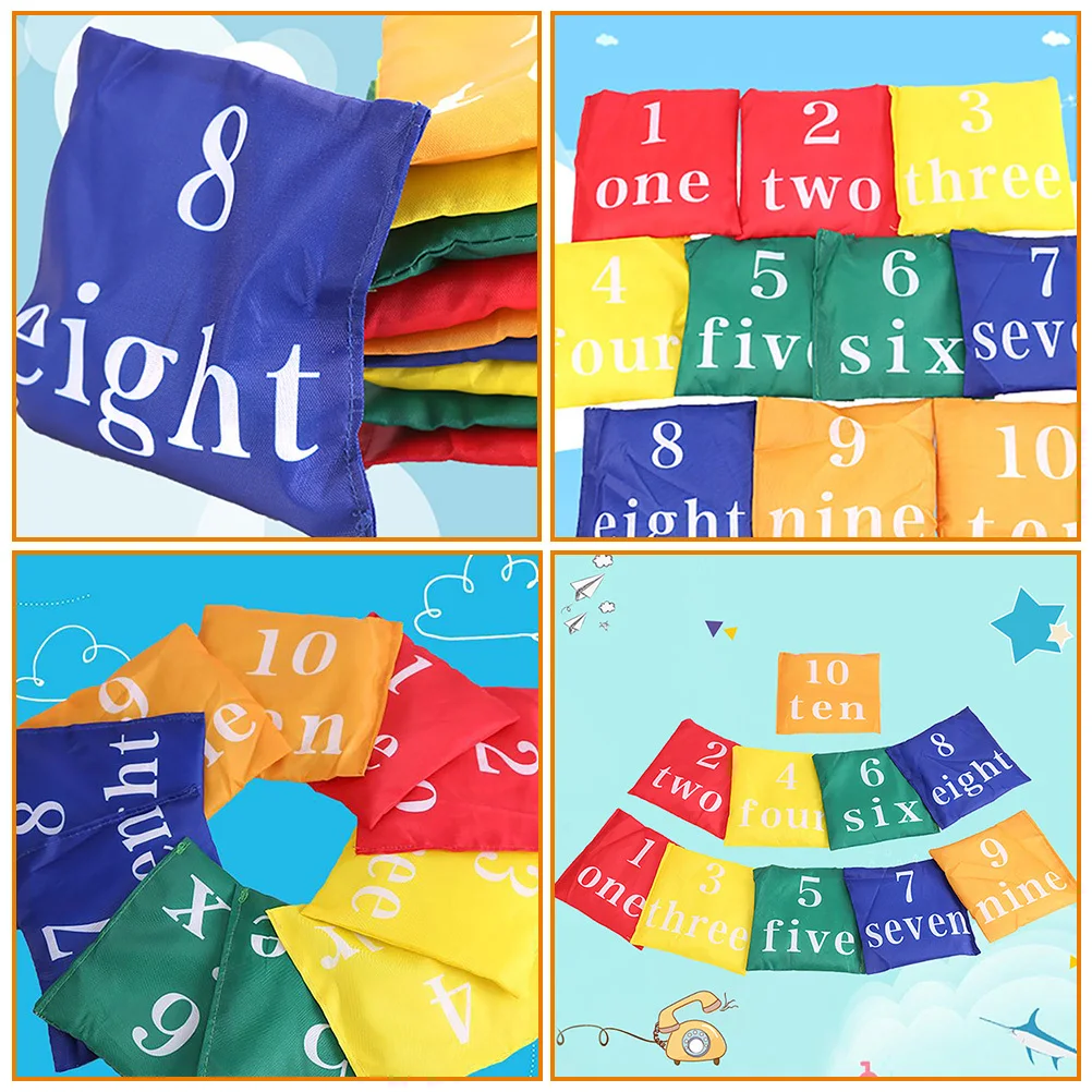 10 قطع من أكياس الرمل الرقمية ذات التصميم الملون، ألعاب تفاعلية محمولة لألعاب الرمي العائلية، هدية ممتعة للأطفال في الهواء الطلق #1