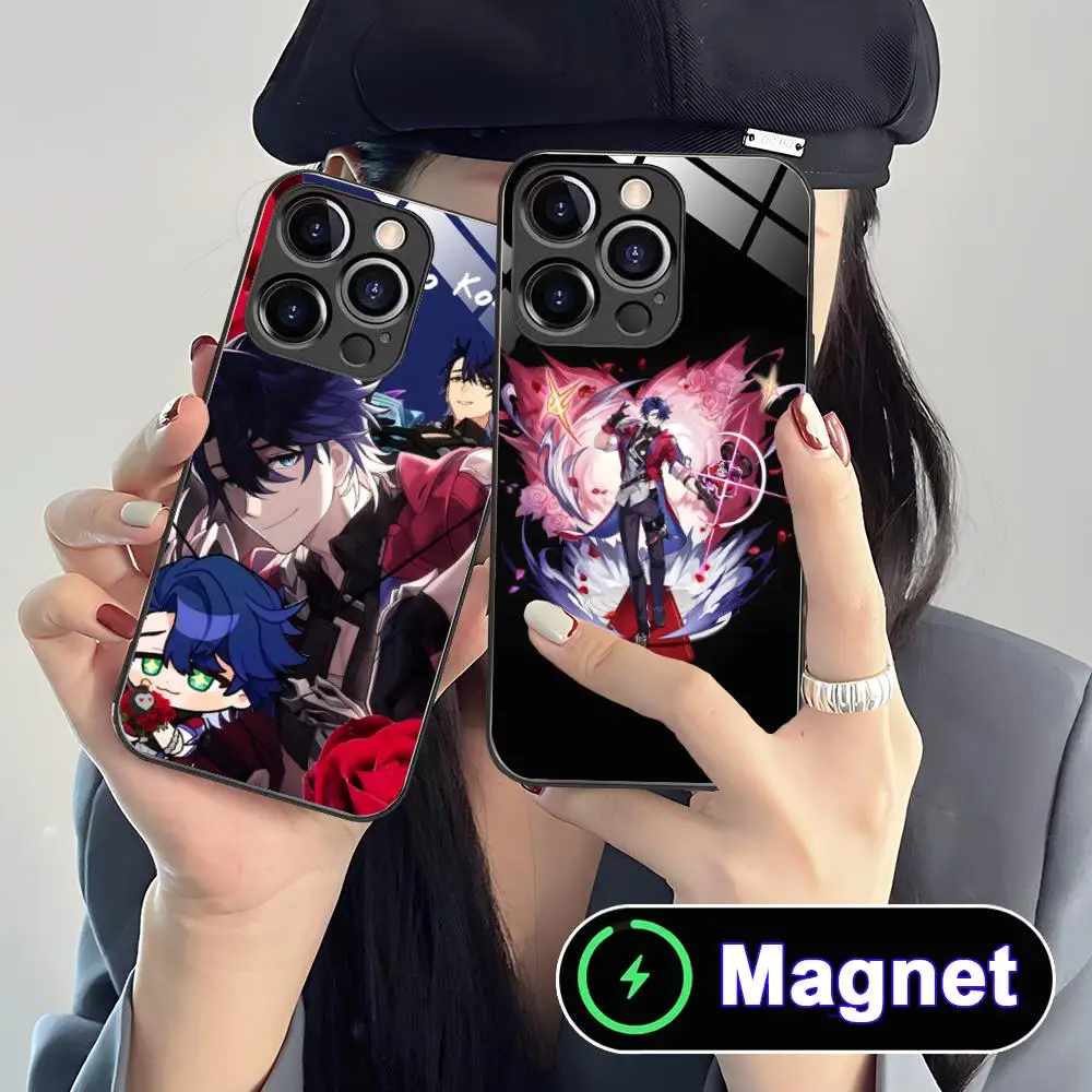 

HSR Sampo Glass MagSafe Mobile Phone Case for iPhone 17 16 15 14 13 12 11 Air Pro Max Plus Mini Colorful Cover