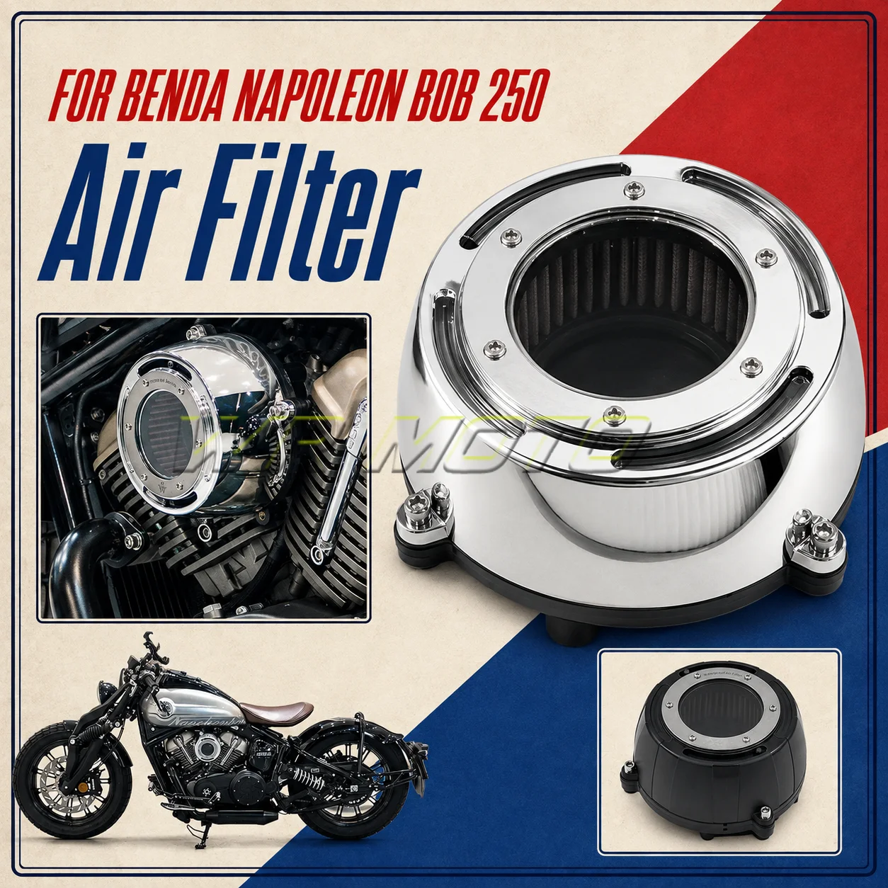Transparent Visual Waterproof High‑Flow Air‑Cleaner Air Filter Fit For BENDA Napoleon Bob 250 Engine Mod Accessories