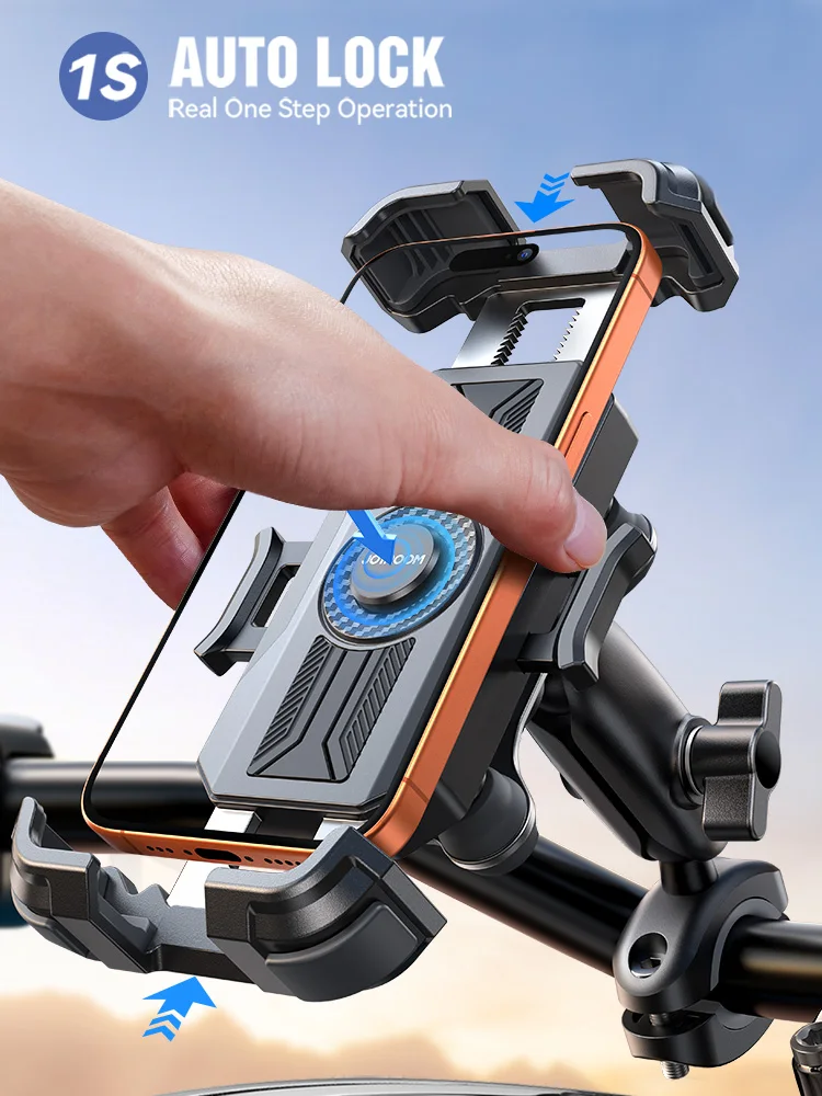 Uchwyt na telefon motocyklowy Joyroom z tłumikiem wibracji, uniwersalny uchwyt rowerowy na telefon do roweru, skutera, ATV/UTV JR-ZS498S — zdjęcie produktu 3