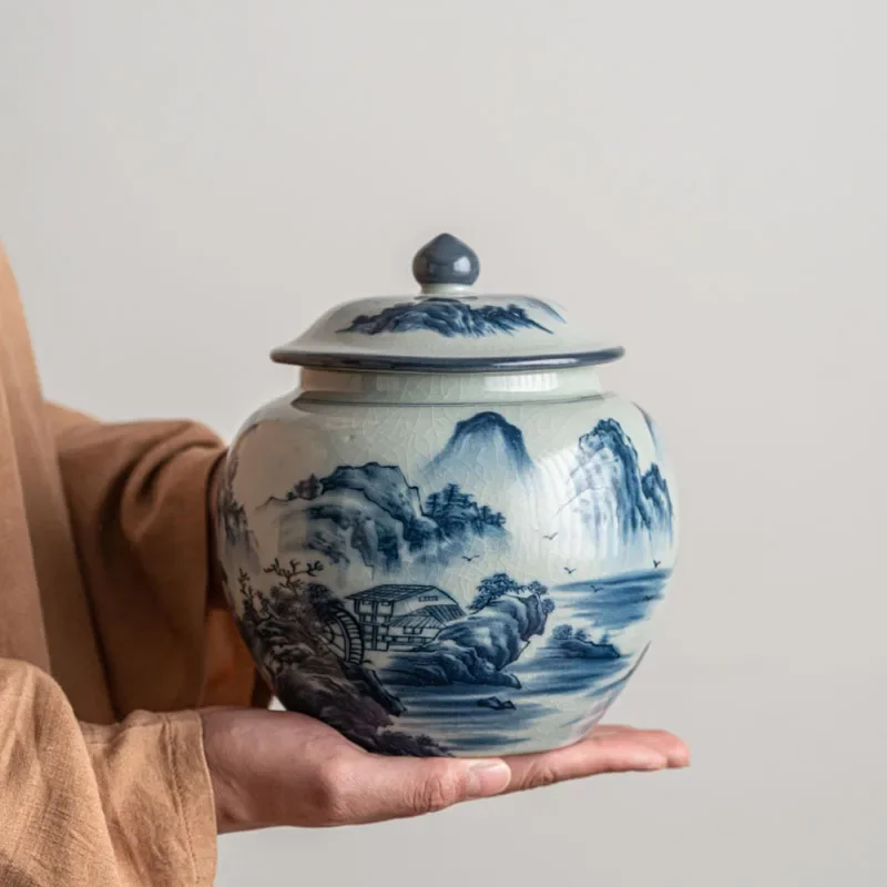 Porcelain Tea Sealed Storage Landscape Beans Decor