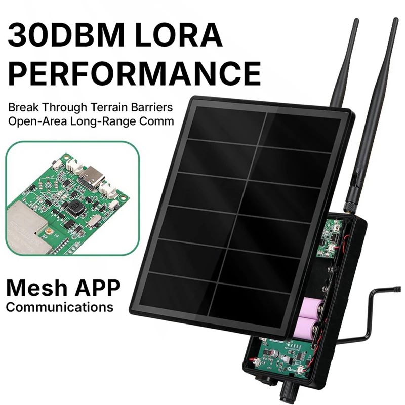 Super Sale D5L-G1 Meshtastic Solar Power LoRa Repeater Node with 30dBi Board GAT562 30S LoRa Flashing Meshcore Mesh Node 915MHZ