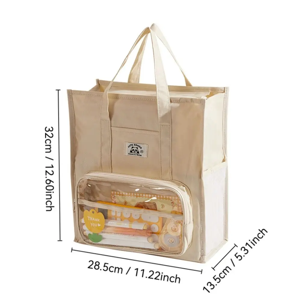 High Quality Solid Color Tutoring Bag Multi Layer Large Capacity Schoolbag Portable with Transparent Pocket File Bag Students