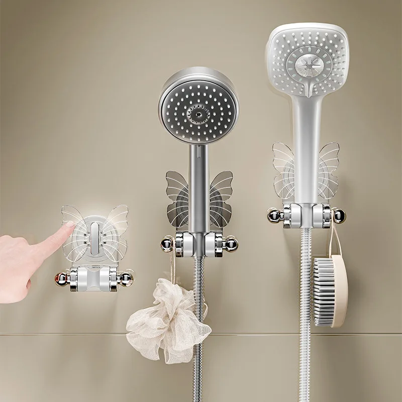 Universal Adjustable Hand Shower Holder Wall Mount Butterfly-shaped Strong Vacuum Suction Cup Holder Bathroom Accessory