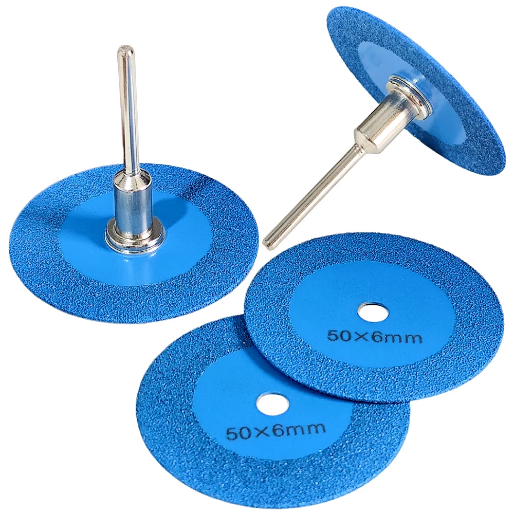 Lâmina de Serra Diamantada para Gravação e Corte, Diâmetro 50mm, com Haste Removível, Mini Cortador para Cerâmica, Vidro, Jade e Cristal