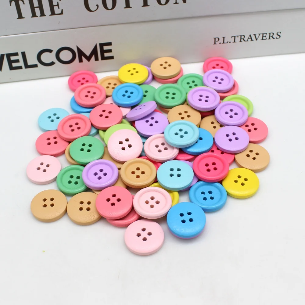 50pcs/lot Round Wood Buttons for Crafts Accessories Handwork Sewing Scrapbooking Clothing Gift Card DIY Handmade 15/20/25mm