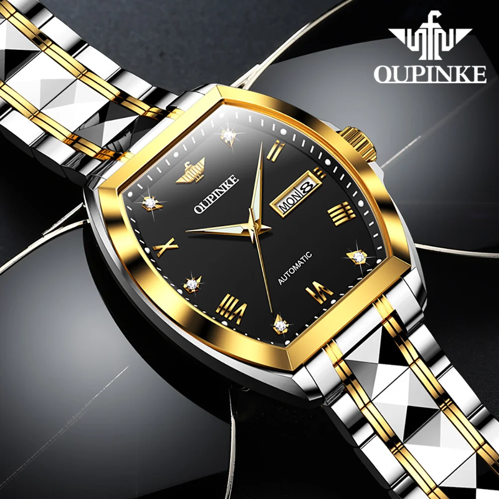 OUPINKE 3200 Luxury Man Watch Tungsten Steel Dual Calendar Waterproof Luminous Import Mechanical Movement Automatic Men's Watch