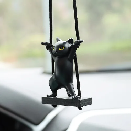 Banco de resina para decoración de coche de gato, colgante para espejo retrovisor de coche, adornos interiores de coche, juguete para regalo, accesorios para coche, venta al por mayor