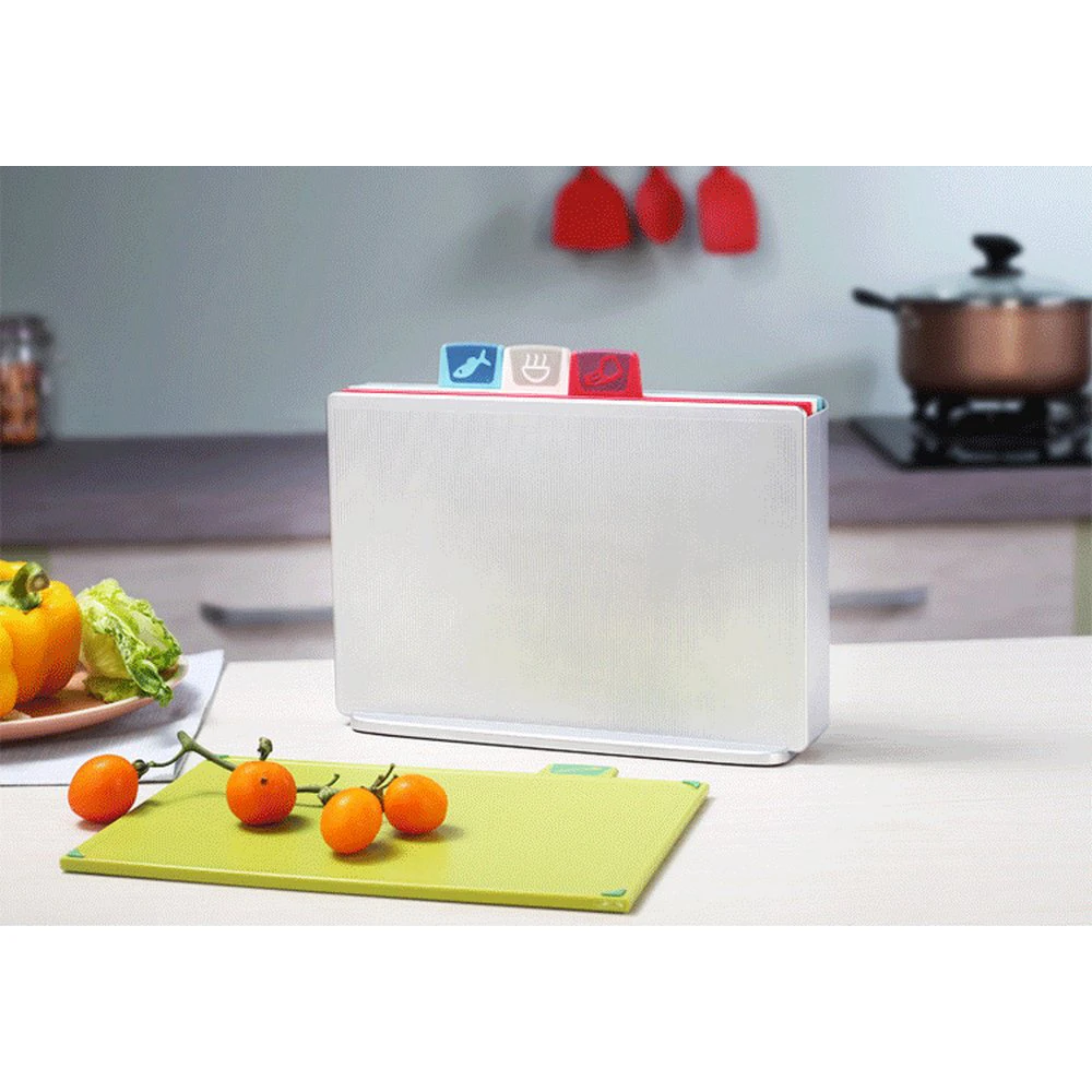 Food Knife Cutting Boards with Holder Sets for Kitchen Non-Slip Anti Bacterium Plastic Chopping Block Plastic Dishwasher Safe