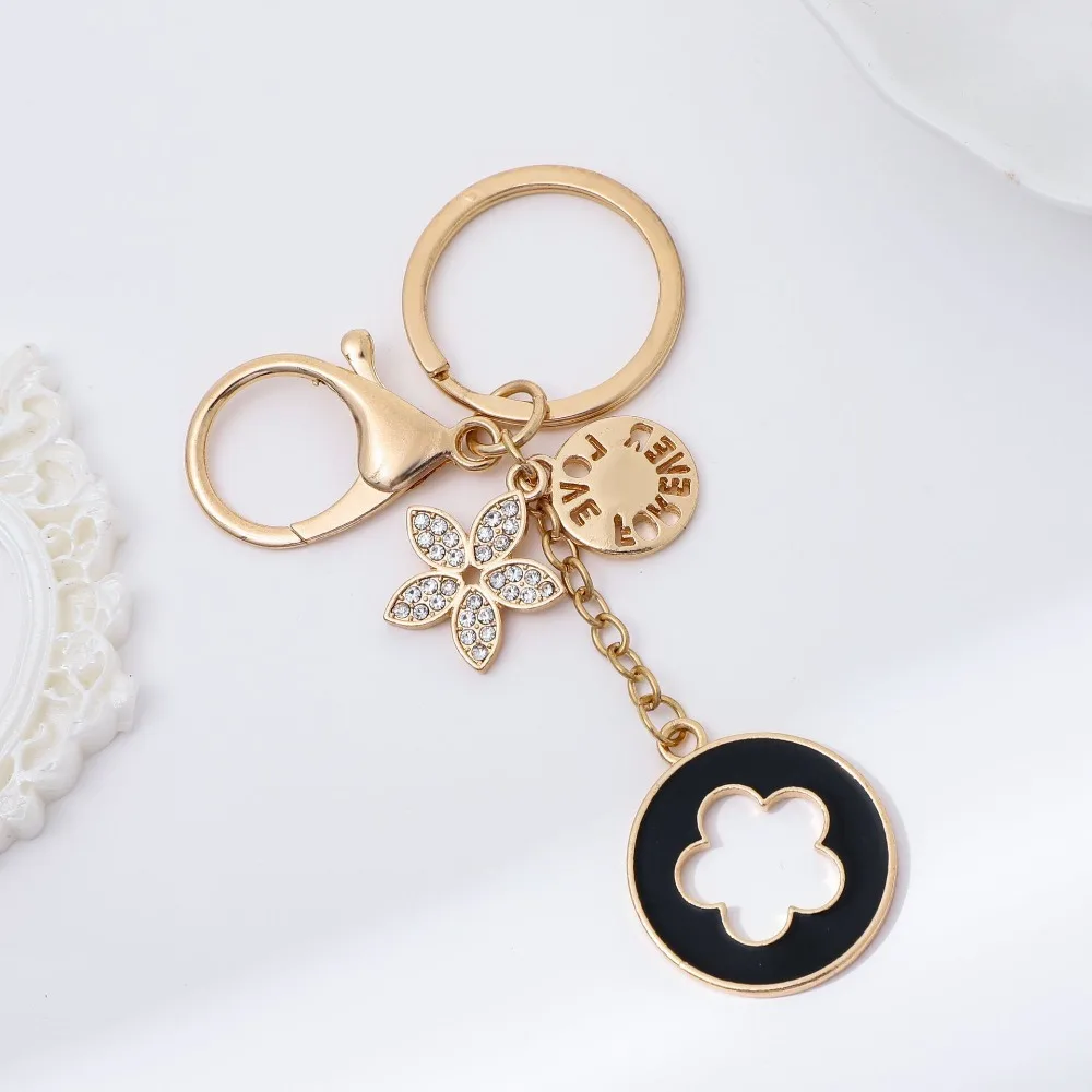 Fashion Flower Keychain Pretty Alloy Portable Luxury Keychain Multipurpose Exquisite Jewelry Purse