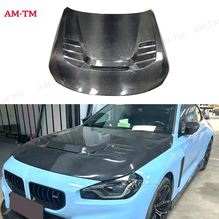 Dry Carbon Fiber For BMW 2 Series G42 G87 M2 2021+ Front Engine Hood Cover Car Vent Bonnet Cap V Style Car Accessories