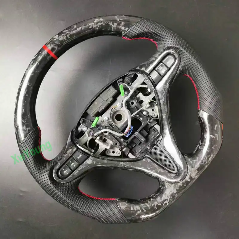 For Honda City FIT Customized 100% Carbon Fiber Car Steering Wheel With Leather