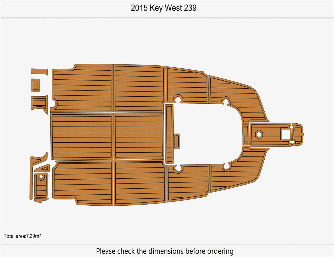 Non-Slip EVA Faux Teak Marine Mat Self-Adhesive 6mm Yacht Cockpit Pad for 2015 Key West 239 Boat Decking Easy Install