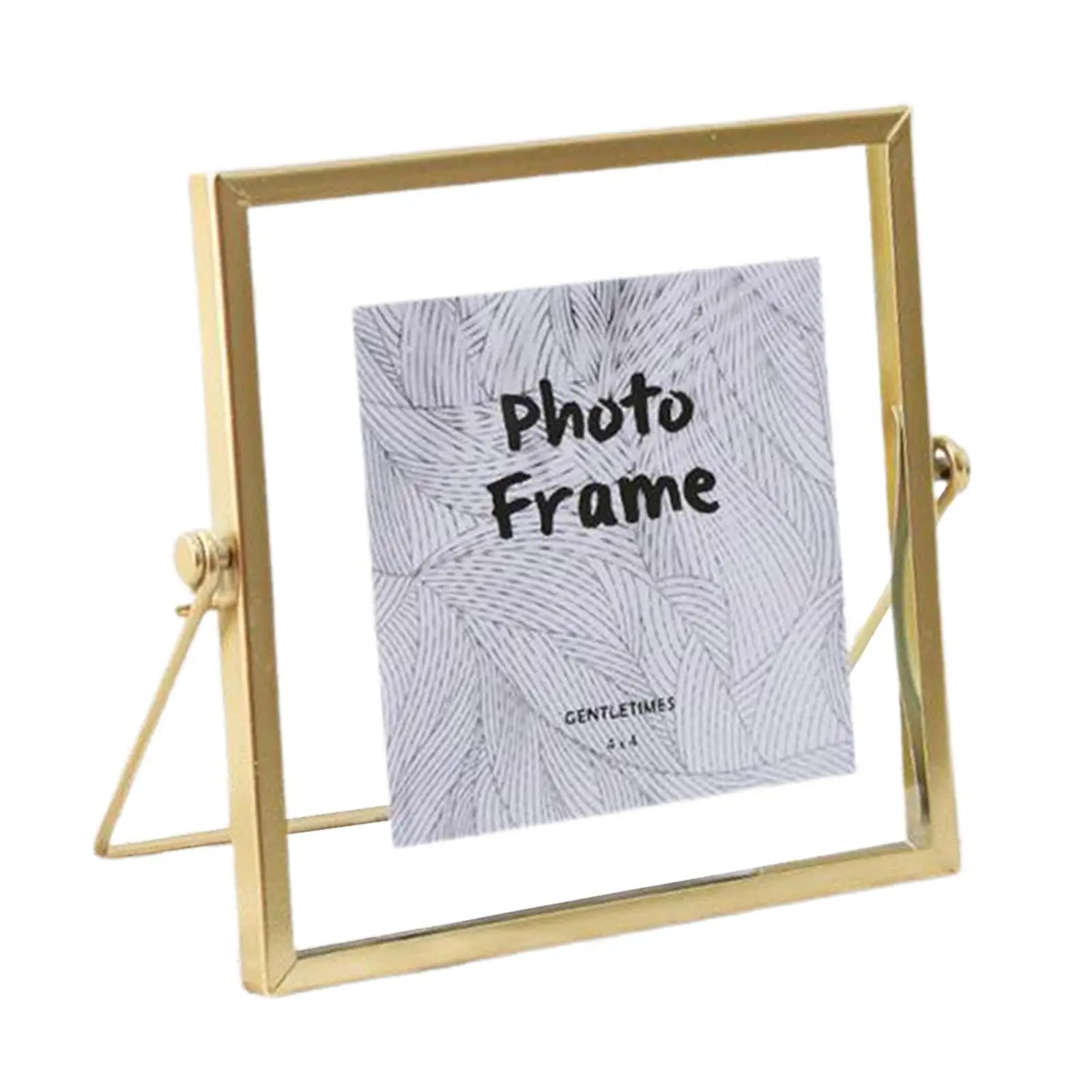 4/6/7inch Glass Photo Collection Simple Metal Geometric Picture with , Freestanding Poster, Dried Display