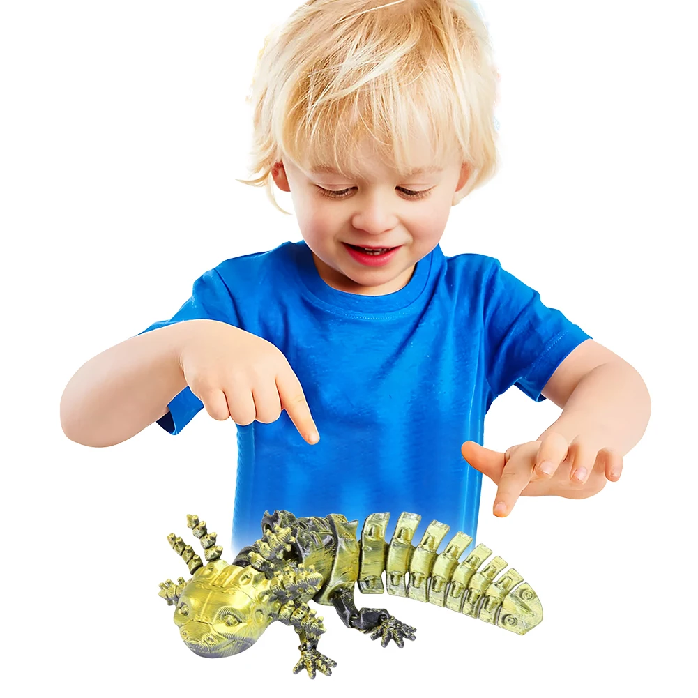 

Articulated Mechanical Axolotl Figurine Collectible Executive Desk Toy 3D Printed Animal for Stress Relief Home Decor