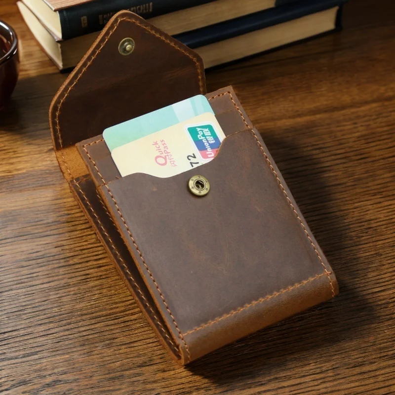 Driver License Holder for Mens Wallet Vintage Genuine Leather Women Slim Credit Debit Card ID Mini Holder Bifold Wallets