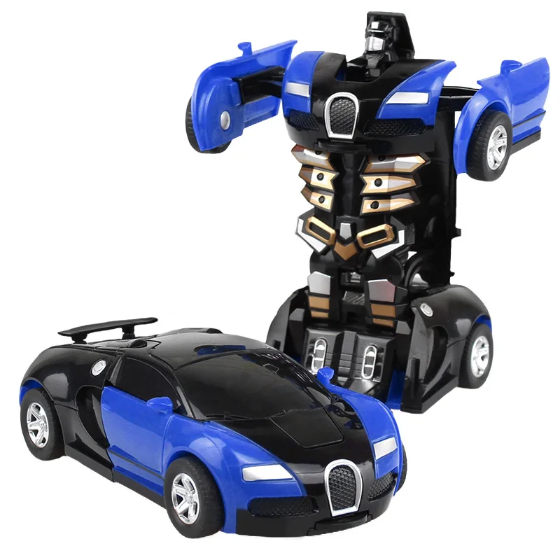 2 in 1 One-key Botsing Vervorming Auto Speelgoed Automatische Transformatie Robot Plastic Voertuigen Jongens Speelgoed Model Auto Kids baby Cadeau