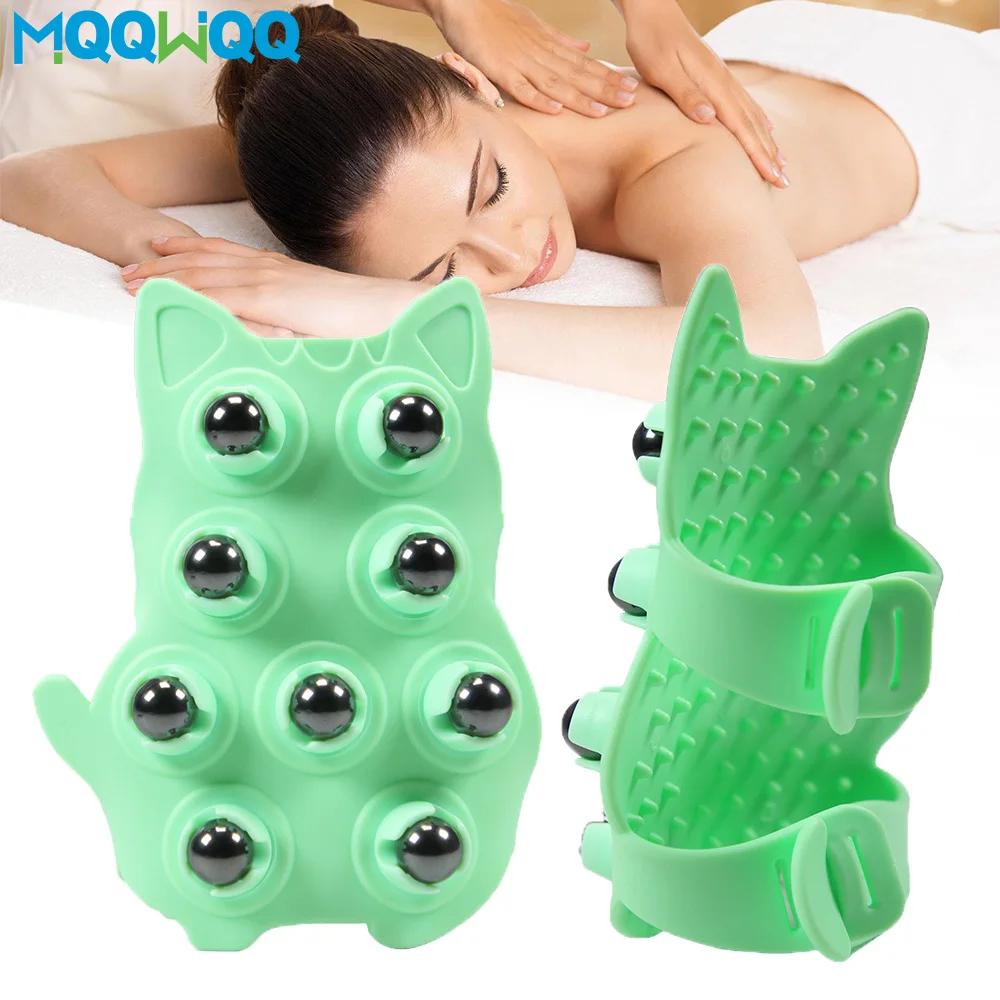 Manual Palm Shaped Massage Glove Body Massager with 9 360-degree-roller Metal Roller Ball Muscle Massage Relax Beauty Body Care