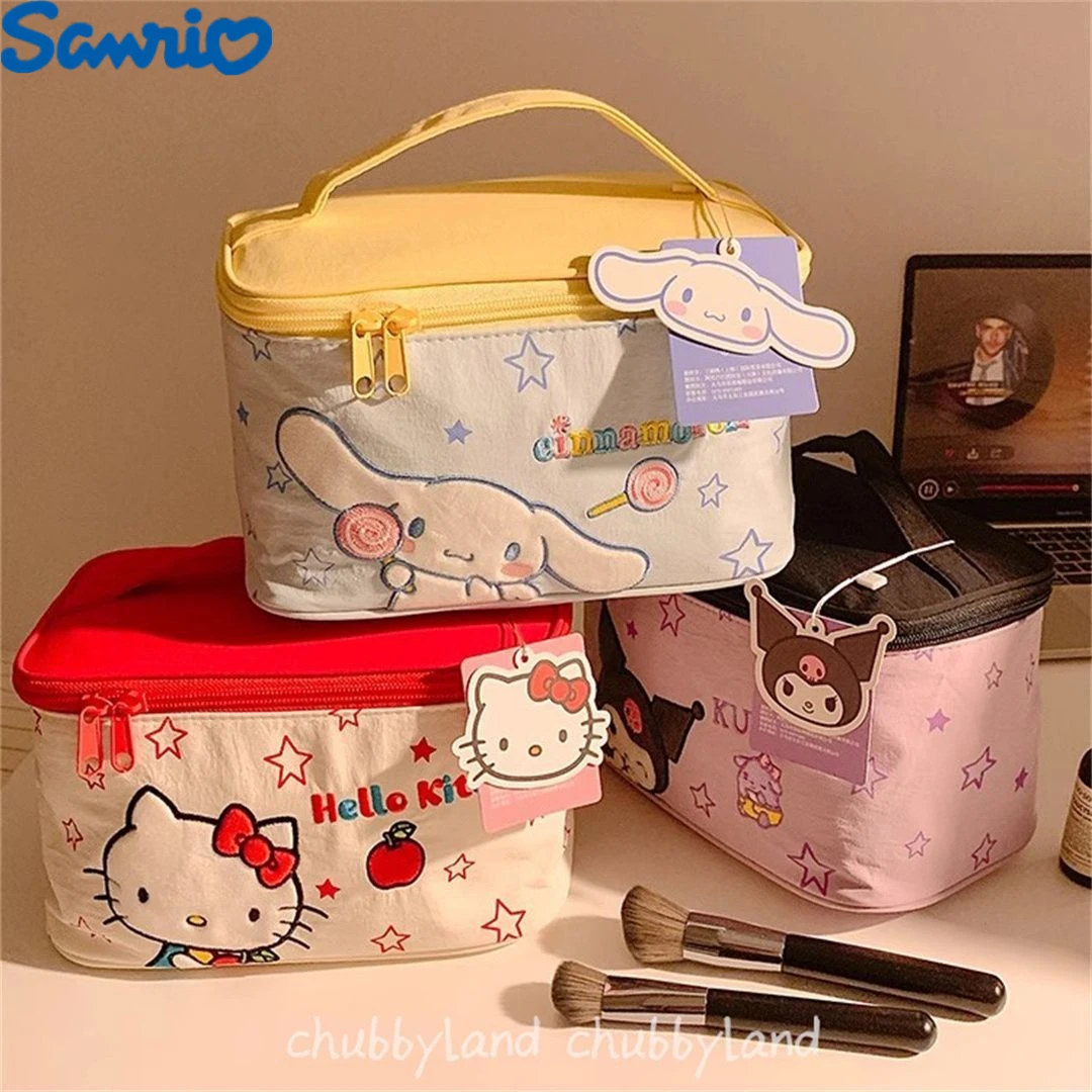 

Sanrio Hello Kitty, милая косметичка большой емкости, дорожный органайзер для туалетных принадлежностей, портативная косметичка для женщин и девочек, кавайный подарок