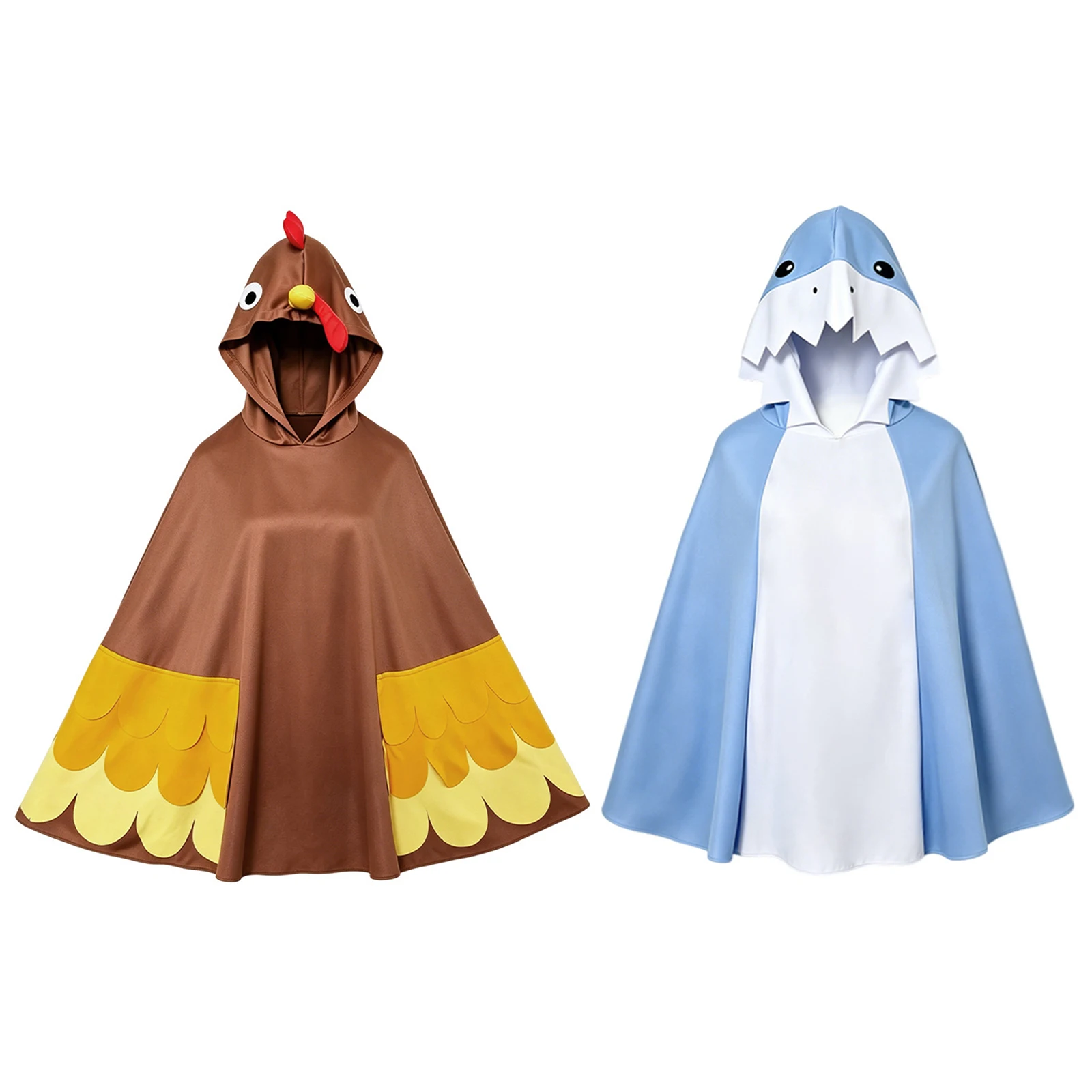 Adult Animal Hooded Cloak Color-blocked Blanket Cape for Halloween Cosplay Christmas Theme Party