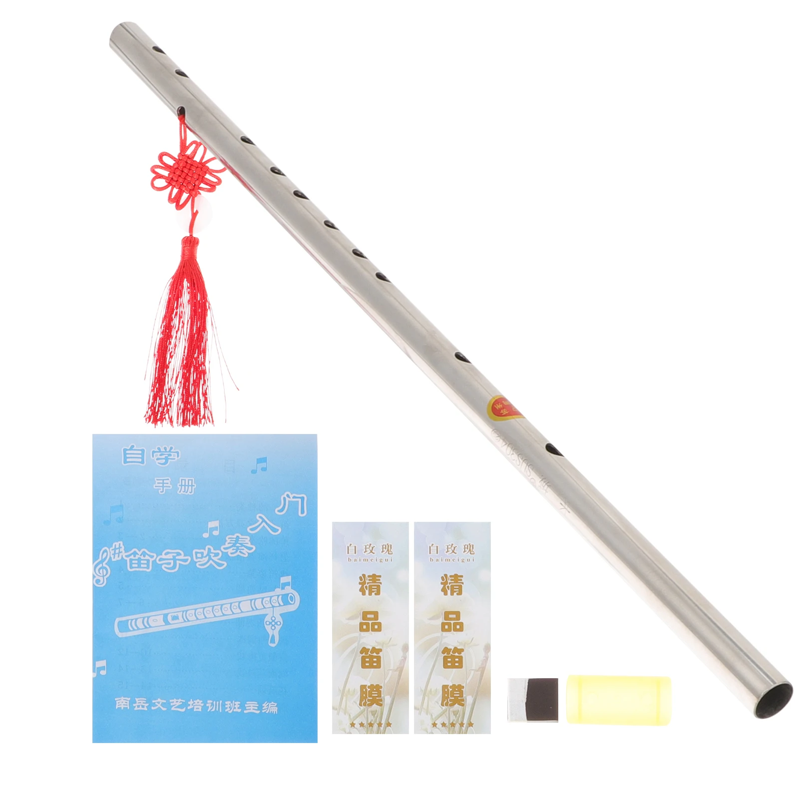 

Stainless Steel Kids Musical Instrument F Key Long Flute Durable Lightweight Accurate Tones Beautiful Sounds Chinese Flute
