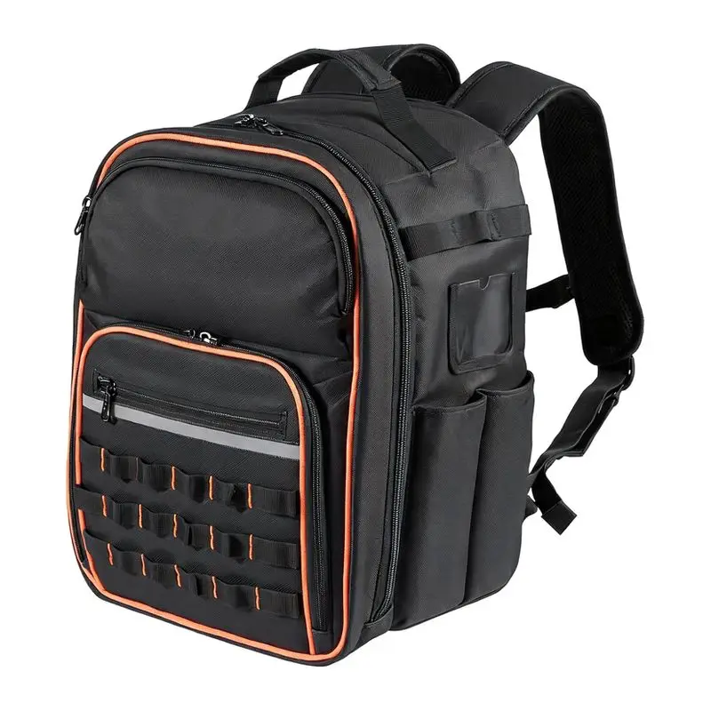 Heavy Duty 49 Pocket Tool Backpack with Laptop Compartment, Reinforced Fabric Base, Customizable Rubber Logo