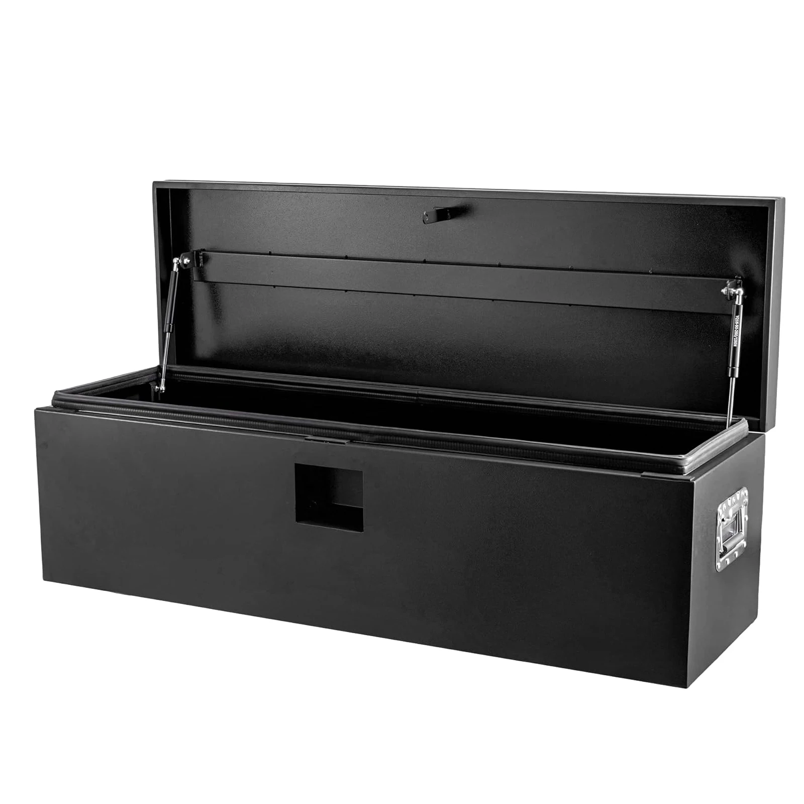 Robuste schwarze Stahl-LKW-Werkzeugbox, wetterfest, abschließbar, mit zwei Gasdruckfedern, sicher für Pickup, Anhänger, Wohnmobil