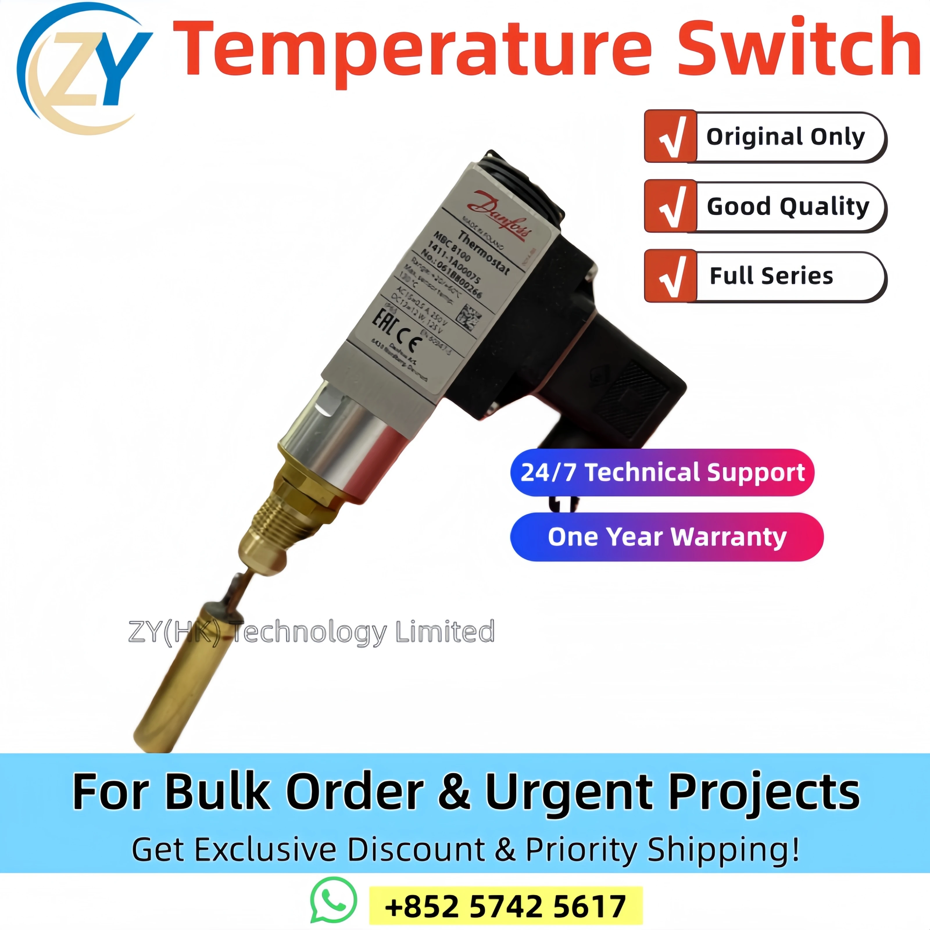Danfoss MBC8100 061B8104 061B8105 061B8005 061B8002 061B8116 061B8118 Temperature Switch Genuine Precise Control Reliable Pe