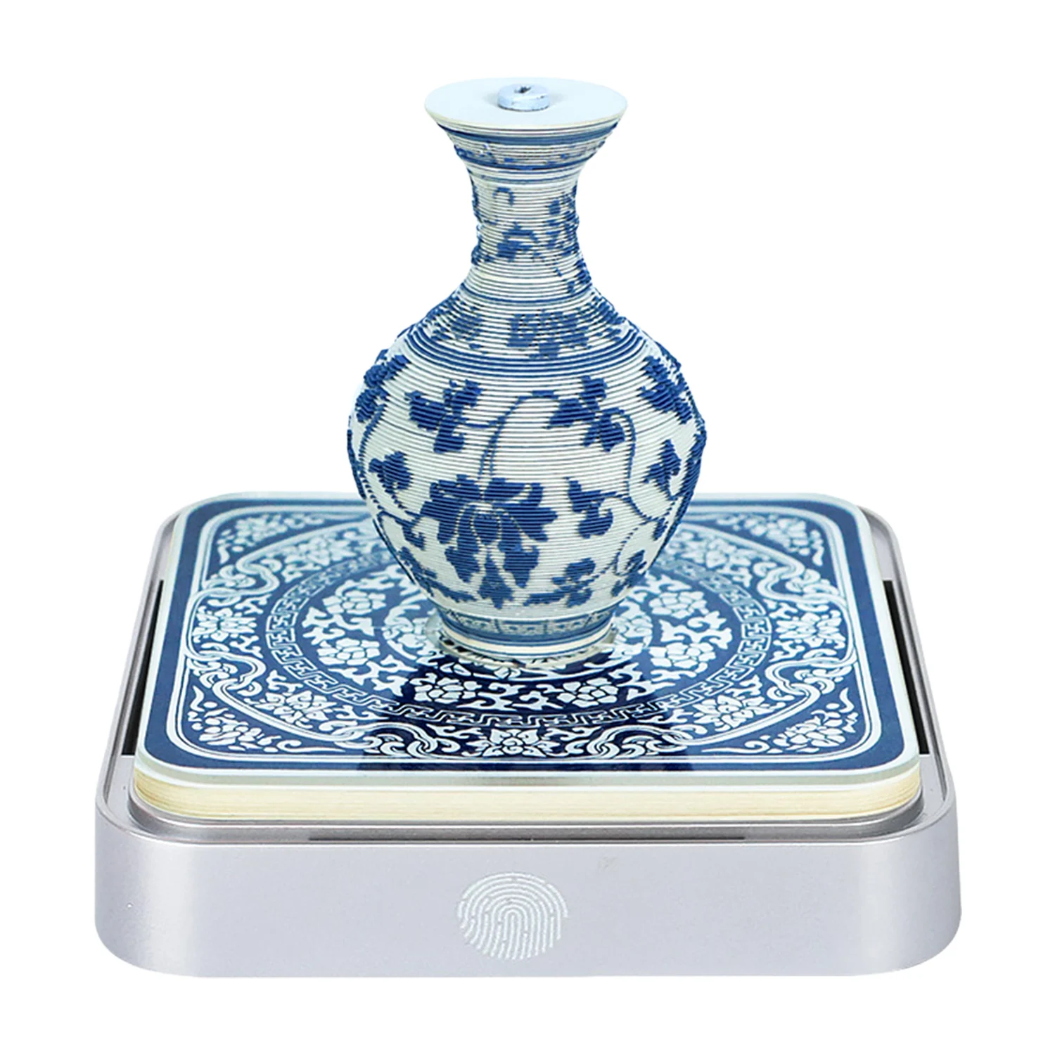 Flower Vase Blue and White Porcelain 3D Paper Art Lamp Dimmable Touch Sensor Handmade Multi-layer Hollow Design Daily Calendar