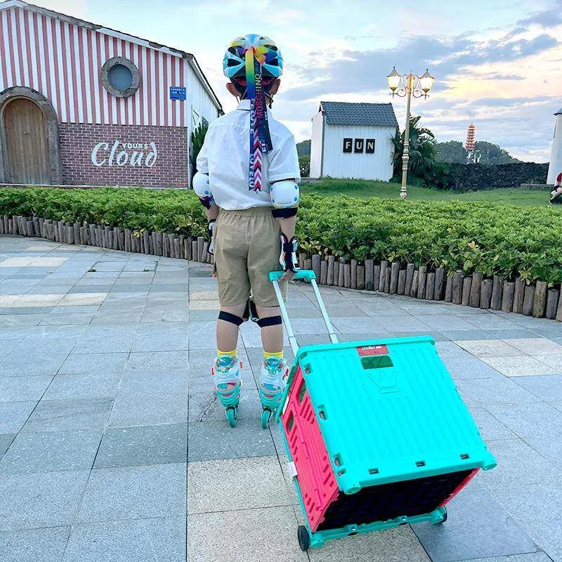 子供用ローラースケート収納ボックスアイススケート専用収納ケーススケートボードチェア折りたたみ式ポータブルショッピングカート