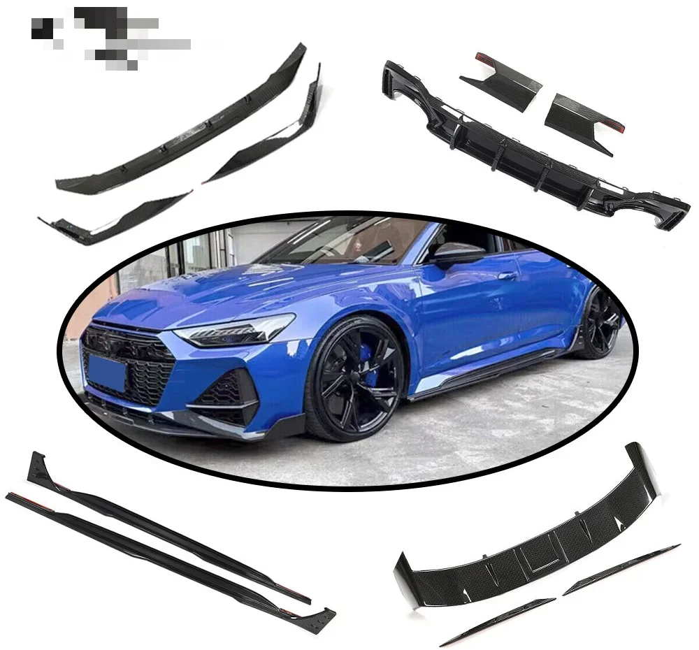 Для Audi RS6 C8 Wagon Avant DRY CARBON, передний бампер, боковая юбка, задний диффузор 2019-2021