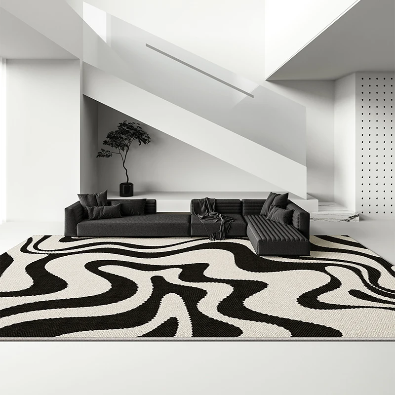 

VIKAMA Роскошный черно-белый простой ковер для гостиной и спальни, прочный и теплый напольный коврик для украшения дома