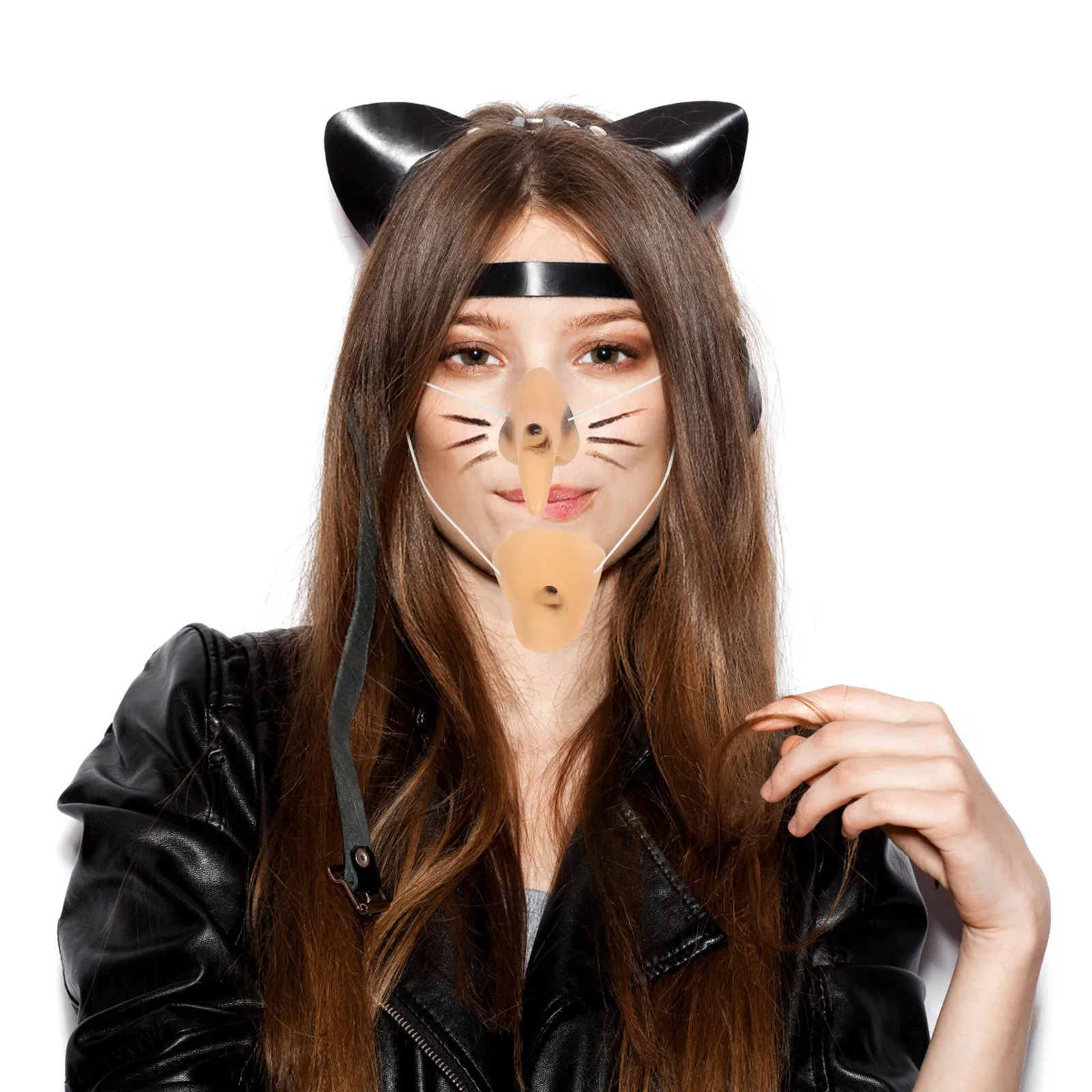 1 conjunto de bruxa nariz queixo masquerade traje de halloween acessório feminino bruxa festa malvado cosplay nariz queixo festa masquerade