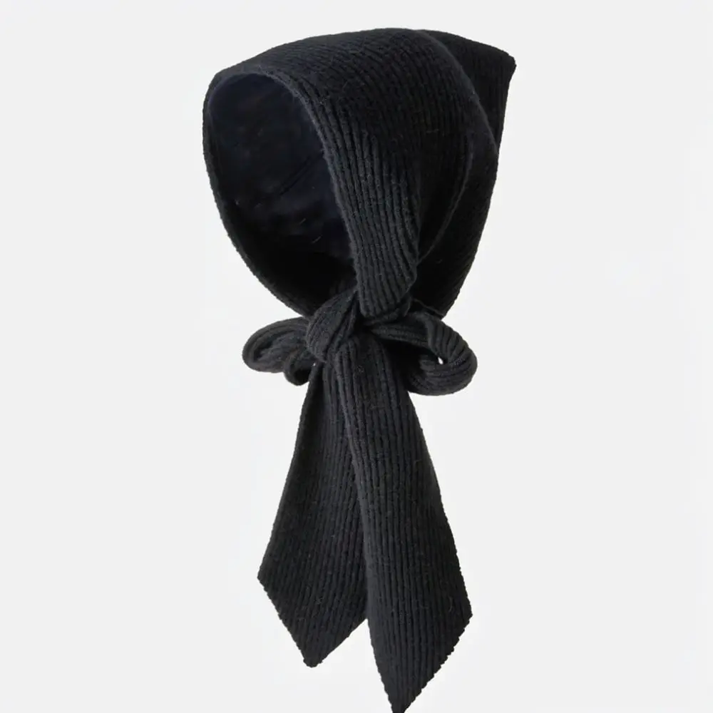 Warm Knitted Hooded Scarf Women Winter Thermal Neck Wrap Stylish Korean Style Shawl Soft Comfortable Casual Hooded Cap