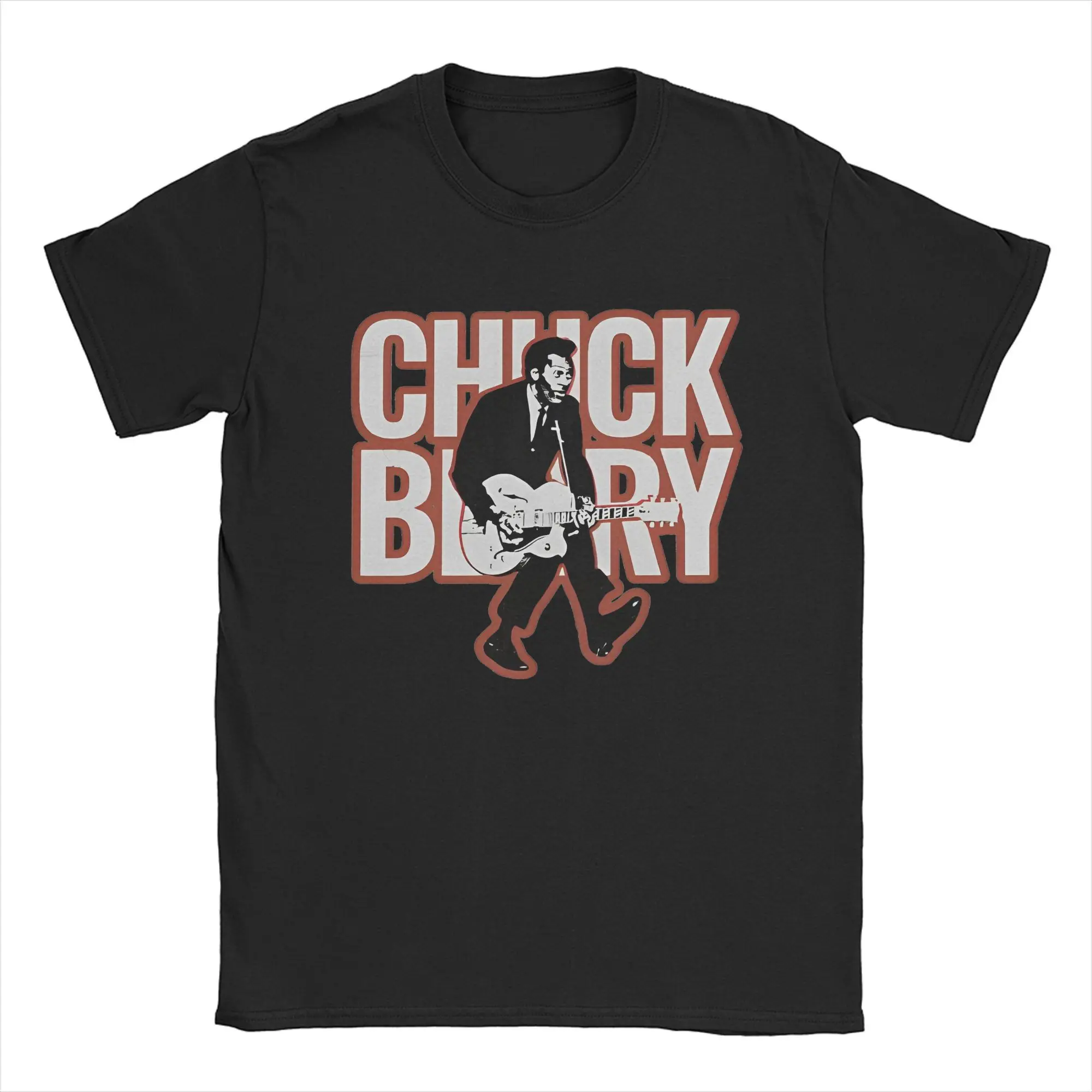 Vintage Chuck Berry Caricature T-Shirts Men Crewneck Cotton T Shirt Singer Musician Guitar Short Sleeve Tee Original merchandise