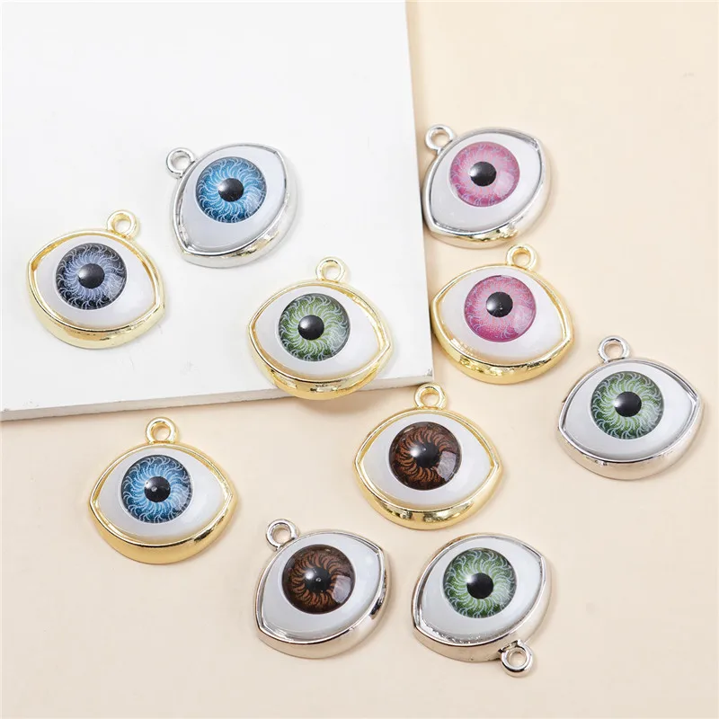 10PCS/PACK Mixed Color Simulation Eyes Glass Charms Pendant For Women Girls DIY Necklace Bracelet Jewelry Accessories