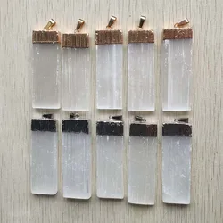 Fashion Natural Selenite Plaster Pendants Rock Mineral Specimen Jewelry Reiki Healing Energy Wholesale 10pcs free shipping