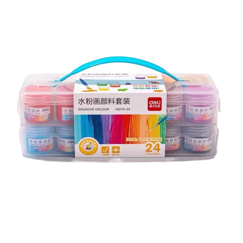 Imagem -06 - Conjunto de Tintas para Aquarela Não Tóxico de Guache Artist Caixa Portátil Vidro Têxtil Grafite 12 24 Cores 18ml