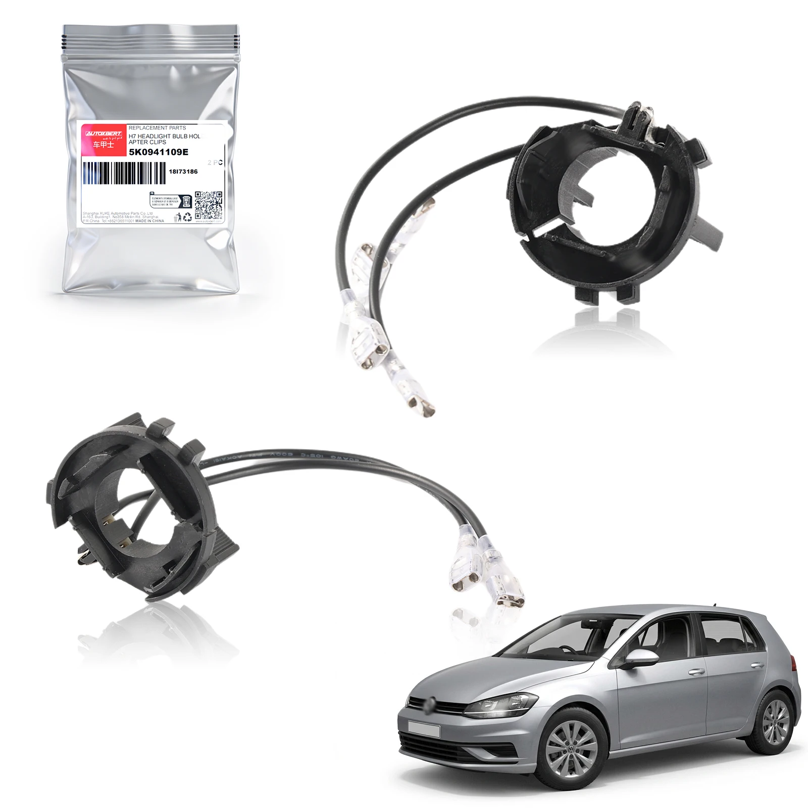 2Pcs H7 LED HID Headlight Bulb Adapter Holder Socket Base Retainer Clips for VW Golf Mk6 Mk7 Scirocco Vito Passat 5K0941109E