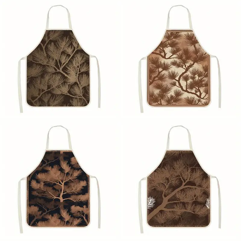 

Pine Tree Pattern Aprons Linen Apron, Suitable For Kitchen Cooking, Parent-Child Interaction, Painting And Other Scenarios