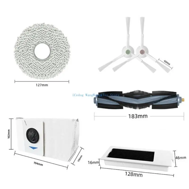 Molf cho Debot T20 T20 T20 Proplus Side Side Brush Mop Fless Túi bụi