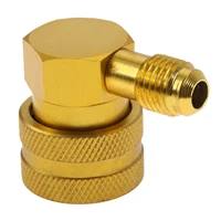 Adaptador de acopladores rápidos de refrigerante R134A para coche, Conector de calibre de colector de aire acondicionado, 90 grados, 1/4 "", SAE, lado bajo, A/C