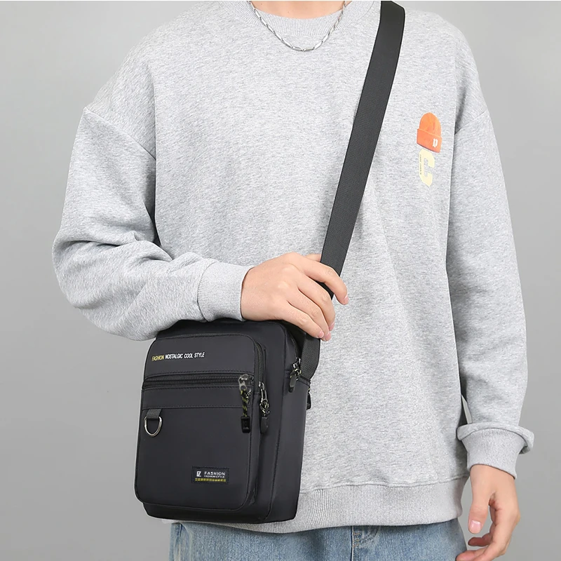 Schlanke Mehrfarbige Kontrast-Umhängetasche mit Verstellbarem Riemen, Leichtgewichtig für Tägliches Pendeln, Lässig Stilvoll Funktional Herrentasche – Detail 9