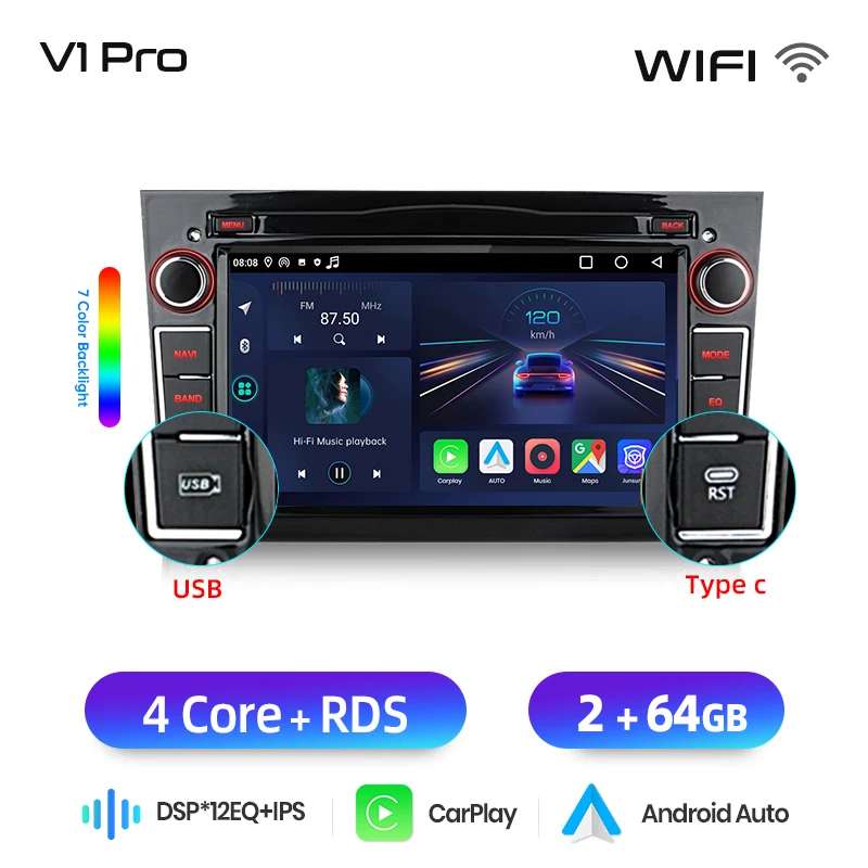Junsun Draadloze CarPlay voor Apple Android Auto Radio voor Opel Astra Vectra Vauxhall Antara Zafira Corsa Vivaro Meriva BT RDS