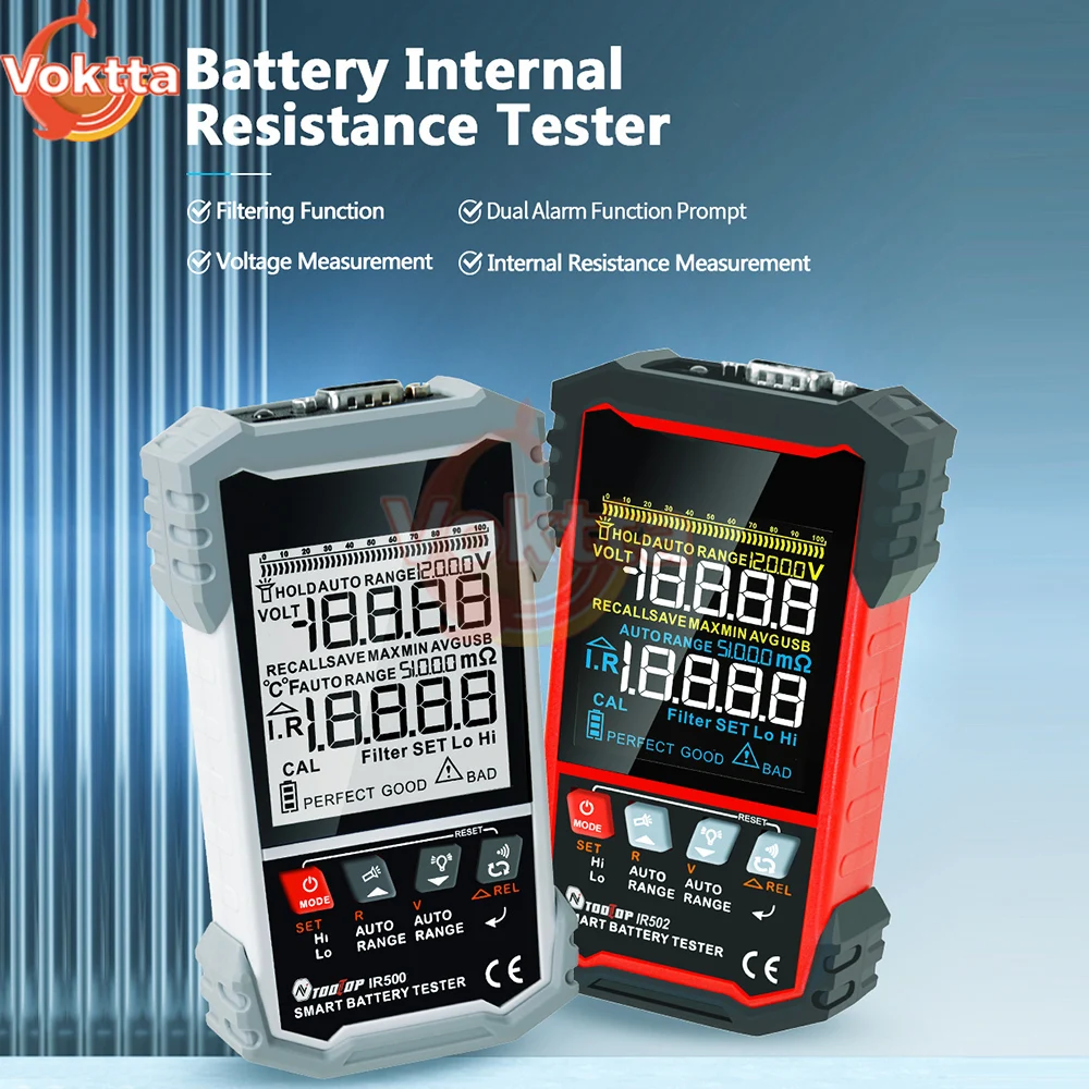 Testeur de batterie interne à 4 fils, affichage LED, test de batterie au lithium, test Kelvin, testeur de batterie de voiture, outils de diagnostic automatique