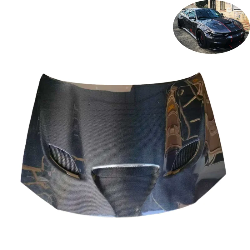 

Suitable for 2015+ Models Dodge Warhorse High Quality SRT Carbon Fiber Engine Hood Comes with Bolts