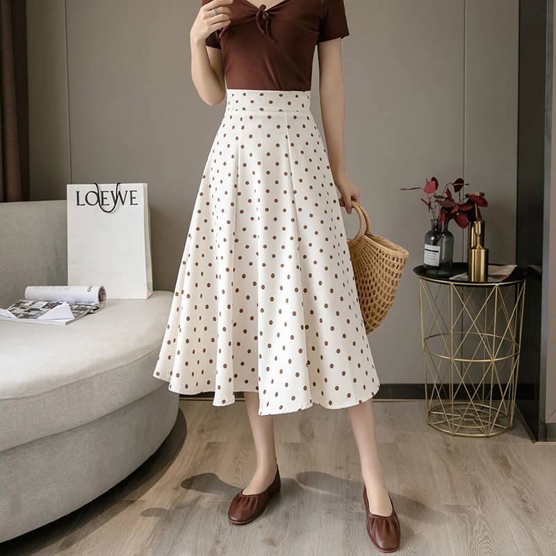 Ladies Cute Aesthetic Wave Point Skirt Women Clothing Female Spring Summer Fashion Casual Sexy Girls Kawaii Long Skirts BPAK5106