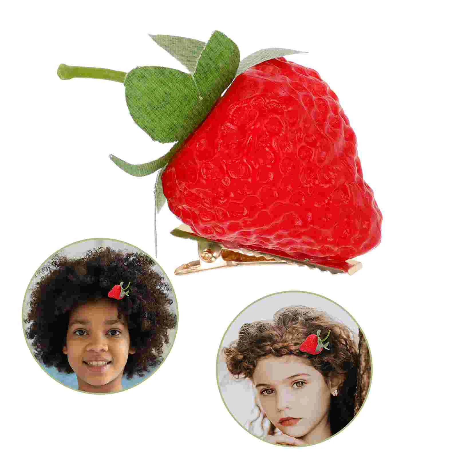 Strawberry Barrettes Hair Decorative Clips Girls Fruits Accessory Red Resin Pins