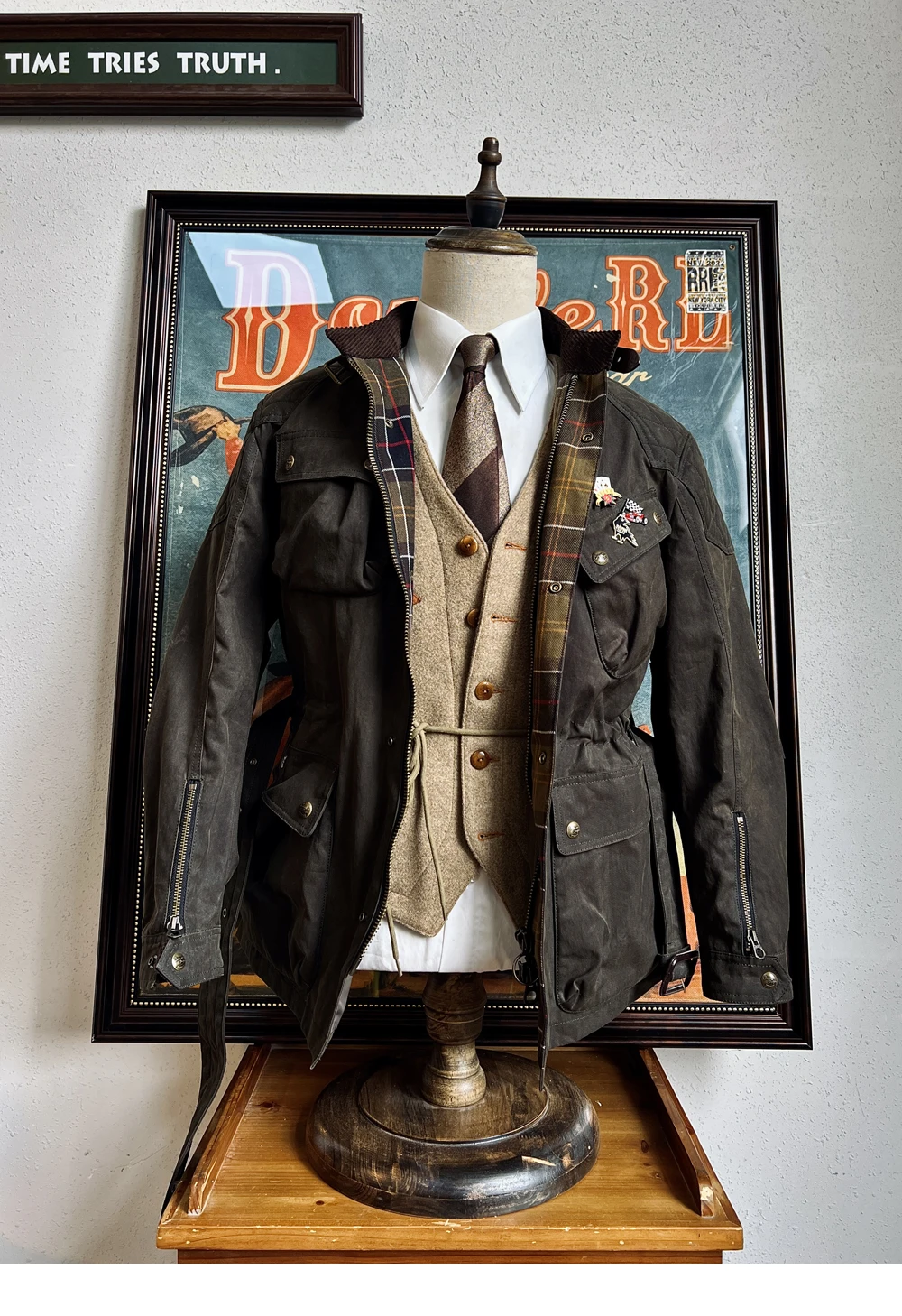 

Tailor Brando Американская винтажная мужская классическая водонепроницаемая утепленная куртка средней длины из 100% хлопка и вощеного холста сафари